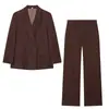 Popular conjunto de pantalón ancho y blazer de AliExpress, moda transfronteriza europea y americana para mujer, top de lino con hombreras y doble botonadura ZA
