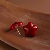 Pendientes de Aceite Pintados en Borgoña Estilo Retro de Hong Kong para Mujer, Dulces y de Alta Gama, Simples, Modernos, Lujo Accesible y Pendientes Versátiles