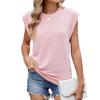 Amazon Europa y Estados Unidos comercio exterior transfronterizo primavera y verano 2025 cuello redondo color sólido holgado manga corta top camiseta chaleco de dama