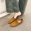 Mocasines planos de moda con punta cuadrada, nueva colección otoño 2026, estilo francés, perfectos con vestidos, gamuza, nicho, estilo old-money