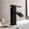 Grifo de lavabo transfronterizo con caño ancho, mezclador de agua fría y caliente tipo cascada, monomando, un agujero, grifo de baño electrochapado
