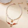 Joyería Transfronteriza Europea y Americana Set de 2 Piezas de Collar con Colgante de Cruz de Perlas de Imitación, Collar Personalizado Sencillo Hecho a Mano con Cuentas para Mujer