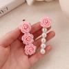 Horquilla Rosa Rosa Clip Lateral de Corazón para Niña Florista Horquilla de Alto Valor de Color para Cabello Roto Dulce Clip Combinable Horquilla