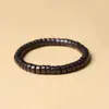 Pulseira de Sândalo Roxo e Ébano Preto, Nova Pulseira Acessório de Cabacinha em Madeira de Ébano Preto Estilo Vintage, Atacado de Joias Culturais e Artísticas