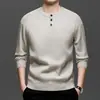 Suéter de Tricô 2026 Primavera e Outono para Homens, Novo Estilo Coreano, Cor Sólida, Gola Redonda, Pulôver Casual da Moda para Homens, Atacado