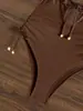 Nuevo Traje de Baño de una Pieza de Comercio Exterior Europeo y Americano Sexy Ajustado Color Sólido Espalda Descubierta con Cordones Bodysuit para Mujer