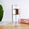 Taza de Separación de Agua y Té de Doble Capa de Vidrio para Hombres con Filtro Taza de Té Creativa Portátil para el Hogar Barrera de Agua Transparente
