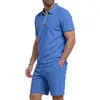 Artículo de moda del verano americano 2026: Conjunto informal de polo con cremallera de punto gofrado, holgado y transpirable, y shorts
