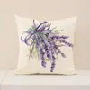 Fronha Estilo Instagram com Estampa de Lavanda para Janela de Canto, Capa de Almofada Simples para Decoração de Sala de Estar, Fronha de Linho para Sofá