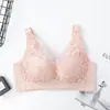 Roupa Íntima Feminina de Renda Respirável Macia Sexy Cruzada Transfronteiriça Sutiã Ajustável Sem Aro Tamanho Grande Fino