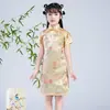Cheongsam Feminino Verão Novo Estilo Retrô Vestido Princesa Aprimorado Estilo Chinês Traje Tang Infantil Vestido de Bebê Menina
