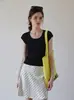 Top de punto de manga corta con cuello en U para mujer, nueva camiseta básica de verano ajustada 325