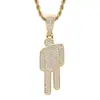 Collar Estilo Europeo y Americano Billie Eilish Mismo Estilo Colgante de Cabeza Inclinada Completo de Diamantes de Moda Hip Hop Estilo Callejero