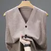 Chaleco Otoñal de Moda para Hombre, Cárdigan para Hombre de Mediana Edad, Chaleco de Punto Cálido sin Mangas