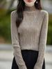 Nuevo Top de Punto Plisado Fino de Manga Larga con Cuello Redondo para Mujer, Capa Base Otoño e Invierno 2025, Comercio Exterior para Mujer