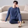 Pijama para hombre, algodón puro, primavera y otoño, manga larga y pantalón largo, nuevo conjunto de ropa para el hogar para hombre, simple y casual, se puede usar afuera