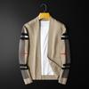 Suéter Cardigan de Tricô Masculino Slim Fit Outono Estilo Europeu Gola V Xadrez Jaqueta Suéter Mercadorias Europeias Masculinas Slim Fit Emagrecimento