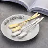 Cuchara para helado de acero inoxidable cabeza cuadrada dorada postre café para mezclar taza nido de pájaro almidón de raíz de loto cuchara venta al por mayor