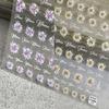 Pegatinas Tomoni para Uñas para Primavera y Verano Tulipán Hueco Margarita Pequeña Flores Florecientes Relieve Estéreo Esmalte Morado Suave