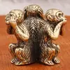 Adornos de Tres Monos de Latón Macizo Metal Mono No Ve, No Habla, No Escucha Animal Mascota de Té Decoración para el Hogar y la Oficina