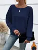 Otoño e Invierno 2025 Europeo y Americano Nuevo Cómodo Casual Color Sólido Manga Larga Cuello Redondo Jersey de Punto Camiseta Nuevo Estilo Europeo y Americano