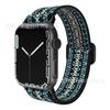 Adecuado para correa tejida de Apple, correa de nailon para Apple Watch, correa para iWatch, estilo étnico, línea de hebilla plana