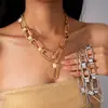 Collar de Cadena Rectangular de Empalme Transfronterizo Europeo y Americano, Cadena para Clavícula de Nicho de Lujo Ligero, Estilo Exagerado, Accesorio Simple para el Cuello para Mujeres