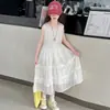 Vestido Chaleco de Mezclilla para Niñas Conjunto de Dos Piezas 2026 Verano Nuevo Estilo Niños Grandes Moda Vestido sin Mangas tipo Tanque Vestido de Princesa