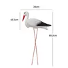 Adorno de jardín de grulla blanca soplada en molde de paisaje transfronterizo con estaca, estaca de pájaro para suelo para jardín, villa y decoración del hogar