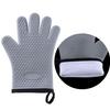 Guantes de Algodón Acolchados de Cinco Dedos Anti-quemaduras para Horno y Microondas, Protectores de Mano Aislantes del Calor, Guantes de Horneado de Silicona Doble Capa Antideslizantes Resistentes a Altas Temperaturas
