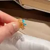 Anillo de Conejo Azul Hielo, Anillo Lindo y Dinámico con Piedra Ojo de Gato en el Dedo Índice, Suave y Sanador, Joyería de Dedo Fresca y Delicada para Mujeres