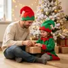 Nuevo sombrero de elfo con campana roja y verde de Navidad, tocado de terciopelo para Navidad, nuevo sombrero verde con campana roja para Navidad
