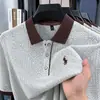 (Alta calidad) Nueva Camisa Polo Transfronteriza para Hombre, Color Sólido, Casual de Negocios, Corte Ajustado, Tejida, Cuello Campana, Manga Corta, Diseño de Caballo