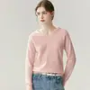 Suéter de Cachemira con Capucha de Terciopelo Baicai para Mujer Otoño Invierno Nuevo Color Sólido Cuello en V Tejido Pulóver Cálido Capa Base Superior