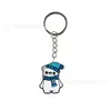 Llavero de dibujos animados transfronterizo de invierno, llavero de pegamento suave de PVC, colgante para bolso de coche, pequeño regalo, llavero al por mayor