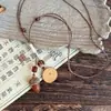 Collar Trenzado de Cuerda con Perlas de Piedra Natural para Mujer, Cadena para Clavícula de Piedra Ojo de Tigre Estilo Chino Nuevo Vintage, Accesorio Largo Colgante para el Cuello con Manchas
