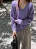 [Serie de Lana Polar] Suéter de Lana Polar con Cuello en V de Seda y Cachemira para Mujer, 26 Novedades de Otoño Tejido de Lana de Grosor Medio para Mujer