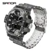 Reloj SANDA para estudiantes, doble pantalla, textura de mezclilla, reloj electrónico multifuncional, reloj electrónico deportivo impermeable transfronterizo