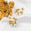 Pendientes de lujo con incrustaciones de textura de roca, chapados en oro de 18 quilates, de acero de titanio con diseño geométrico retro de moda europea y americana.
