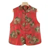 Chaleco de primavera y otoño de la abuela, abrigo sin mangas de talla grande, chaleco abotonado con estampado estilo chino, chaleco fino para mujeres de mediana edad y mayores