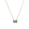 Colar Versátil Oval Transfronteiriço Europeu e Americano para Mulheres, Pingente Quadrado Estilo Ins com Zircônia Azul Colorida Corrente para Clavícula Atacado