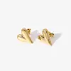 Brincos Europeus e Americanos em Forma de Coração Aço Inoxidável Pino 18K Banhado a Ouro Joias para Mulheres Acessórios Simples Versáteis