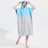 Bata de baño de microfibra terry europea y americana con bloques de color para cambiar ropa, playa, surf, natación, gruesa, cálida, para adulto, capa de playa