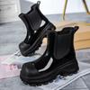 Moda para mujer de suela gruesa transfronteriza, ropa exterior, botas de lluvia de media caña, nuevo网红, zapatos para agua con plataforma, botas de lluvia impermeables de suela blanda al por mayor