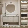 Mueble de baño pastoral color crema estilo francés con lavabo integrado de cerámica, diseño de montaje en pared, protección ambiental nivel E0, construcción perfecta multicapa de madera maciza
