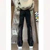 Jeans negros con cremallera para hombre, corte slim, vibra americana, pantalones de moda urbana, marca trendy, elegantes y geniales, de pierna recta, ligeramente acampanados