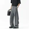 Marca americana moderna cleanfit calça de terno reta plissada masculina retrô rua solta caimento solto sensação solta calça comprida casual