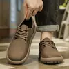 Mocasines para Hombre de Otoño, Retro Británico Piel Genuina Talla Grande Punta Ancha Zapatos Casuales, Zapatos de Cuero para Hombre con Dedo Gordo Pie Ancho para Ir al Trabajo