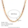 Europeu e Americano Simples Personalizado Liso Corrente Corrente de Cintura Conjunto Joias Aço Inoxidável Banhado a Ouro 18K Corrente de Caixa Longa Colar Pulseira para Mulheres