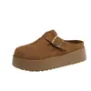 Mules cerrados de punta gruesa para mujer que aumentan la altura, slip-on, nuevos de otoño 2026, versátiles, casuales, estilo perezoso Birkenstock